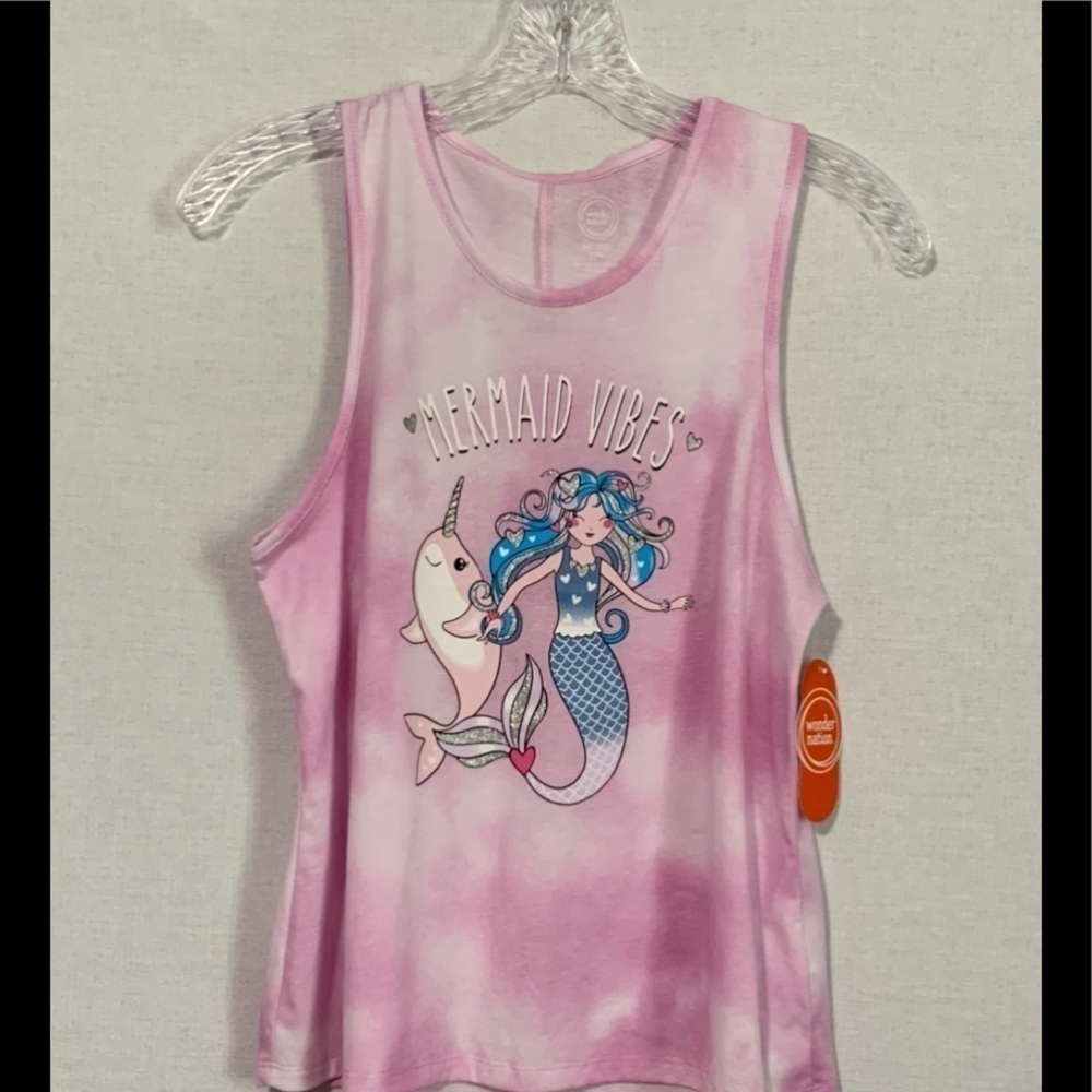 Wonder Nation XXL (18) Purple Tie Dye "Mermaid Vibes" Sleeveless Shirt NEW NWT